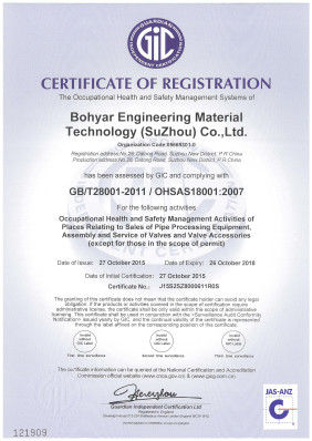 China Bohyar Engineering Material Technology(Suzhou)Co., Ltd Zertifizierungen